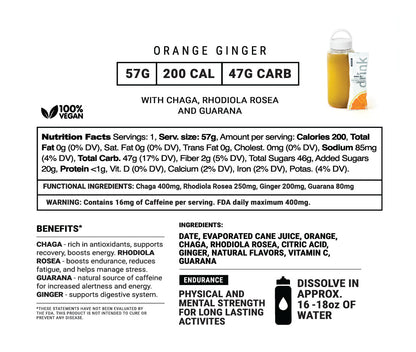 Orange Ginger Endurance Energy Drink w/Adaptogens